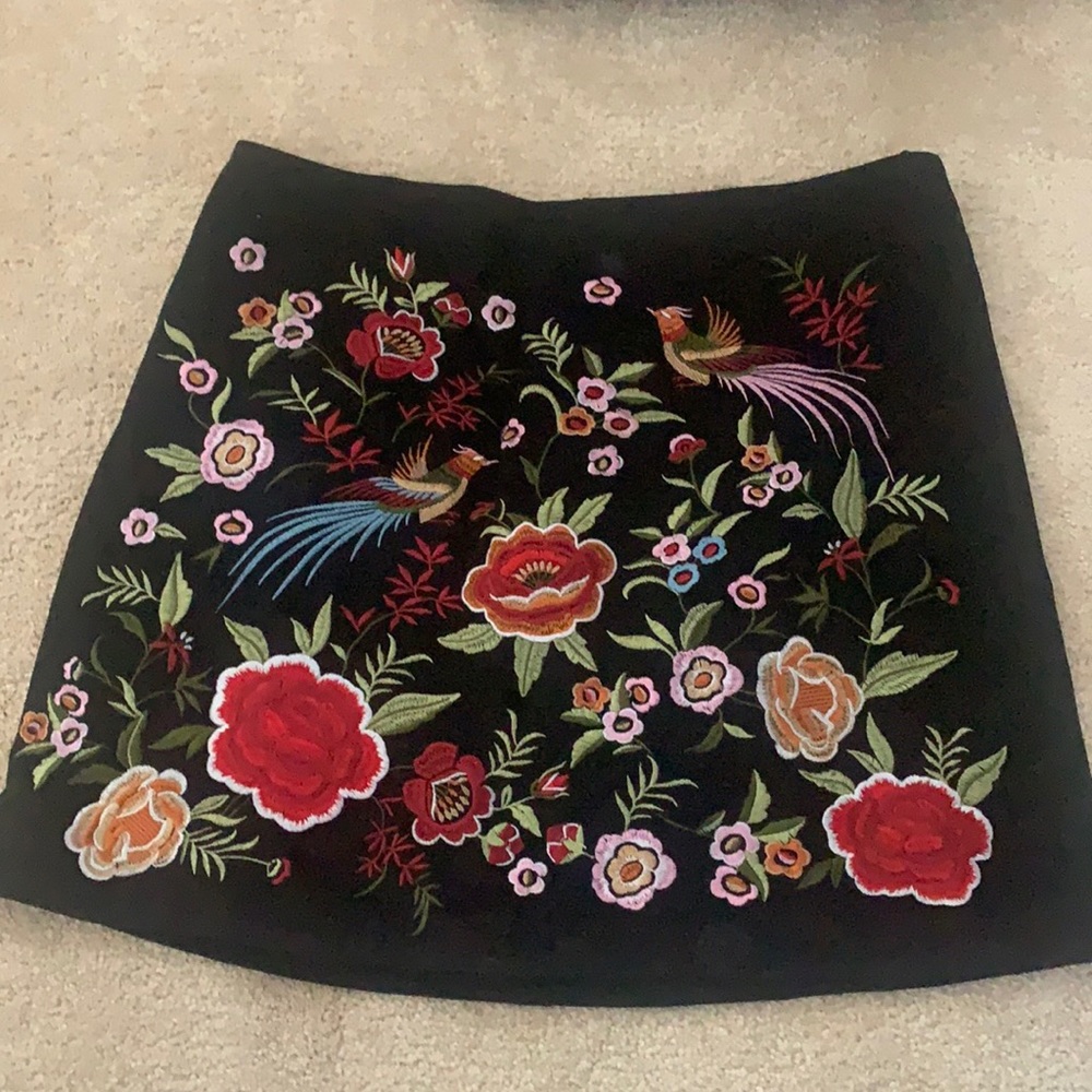Black velvet mini skirt